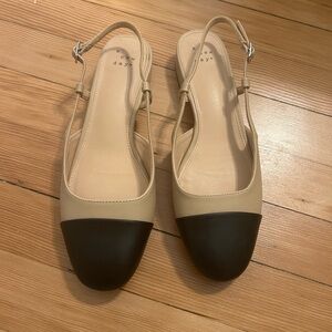 A New Day Women's Tan and Black Slingback Flats